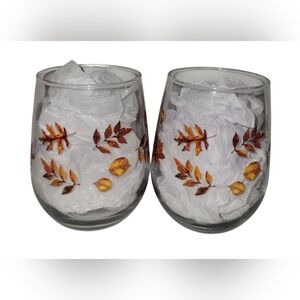 2 Piece Autumn Leaf Stemless Wine Glasses